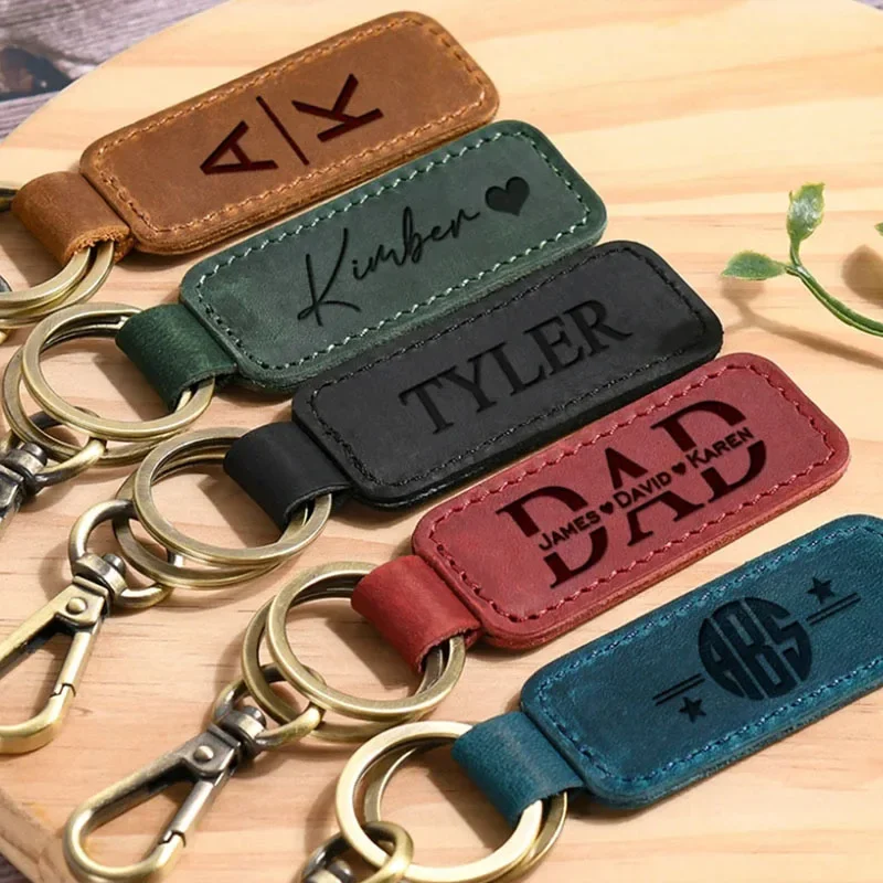 Leatherwork Keychain - Laserowe niestandardowe logo Skórzany brelok do