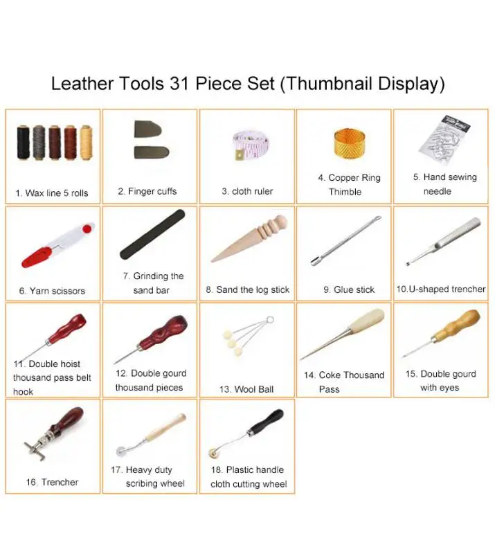 Leatherwork Hand Sewing Needles - Profesjonalny zestaw narzędzi do szycia skóry,