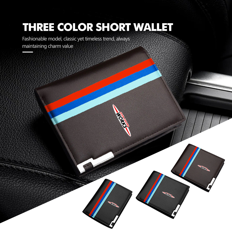 Leather Work For Car - Męski skórzany portfel samochodowy z wieloma