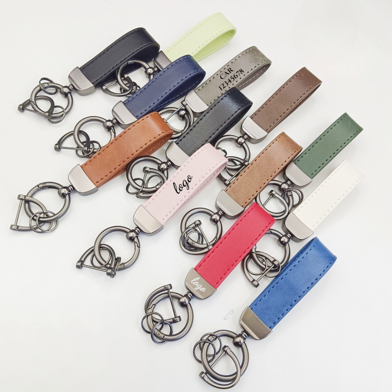 Leatherwork Keychain - Laserowe niestandardowe LOGO przebarwione skórzany brelok
