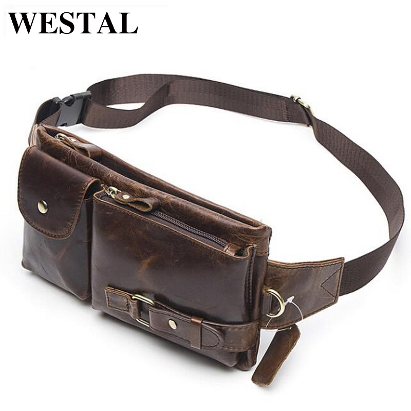 Leatherwork Belt - WESTAL Genuine Leather Waist Packs Men