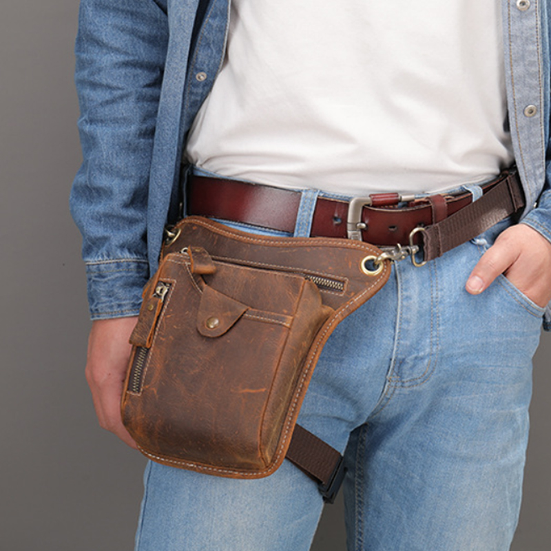 Leatherwork Belt - Vintage Saszetka Nerka z Ekoskóry Męska