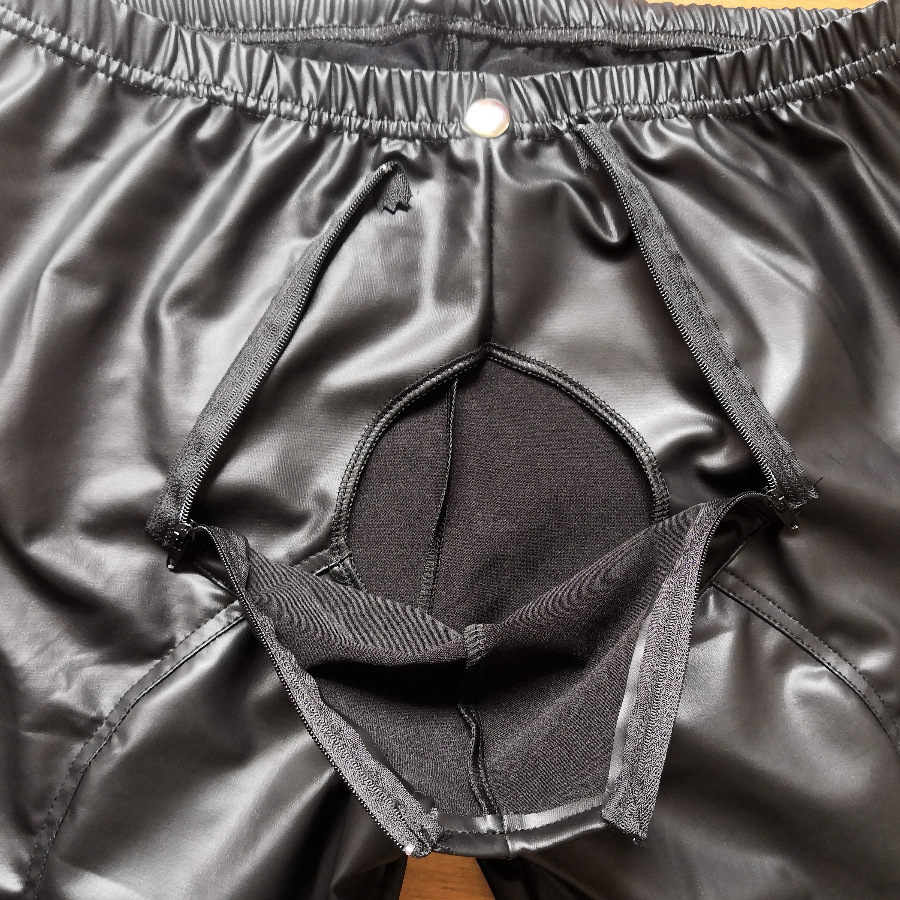 Męskie błyszczące legginsy ze  – Leather Work Pants recenzja i cena
