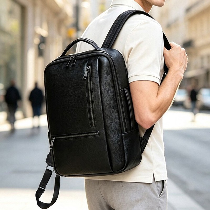 Czarny plecak na laptopa z pra – Leather Work Rucksack Mens recenzja i cena