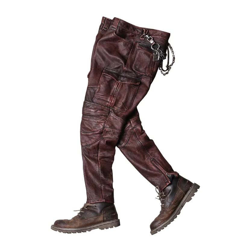 2022 Vintage Brown mężczyźni s – Leather Work Pants recenzja i cena