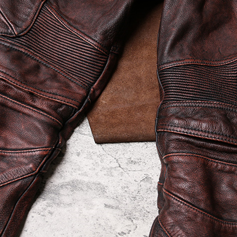 2022 Vintage Brown mężczyźni s – Leather Work Pants recenzja i cena